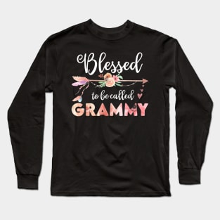 Womens Blessed Grammy Floral Grandma Mothers Day Gift Long Sleeve T-Shirt